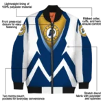 custom indiana pacers v stripes blue white bomber jacket best selling