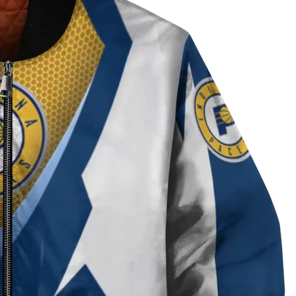 custom indiana pacers v stripes blue white bomber jacket premium grade
