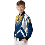 custom indiana pacers v stripes blue white bomber jacket best selling