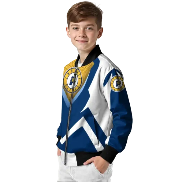 custom indiana pacers v stripes blue white bomber jacket trendy