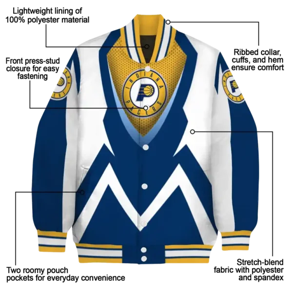 custom indiana pacers v stripes blue white varsity jacket new arrival.webp