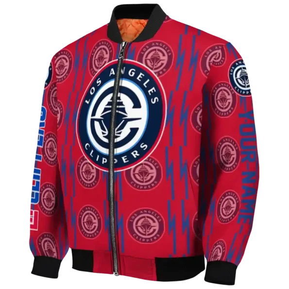 custom los angeles clippers bolt stripe red bomber jacket best selling