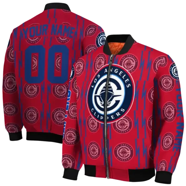 custom los angeles clippers bolt stripe red bomber jacket fashion forward
