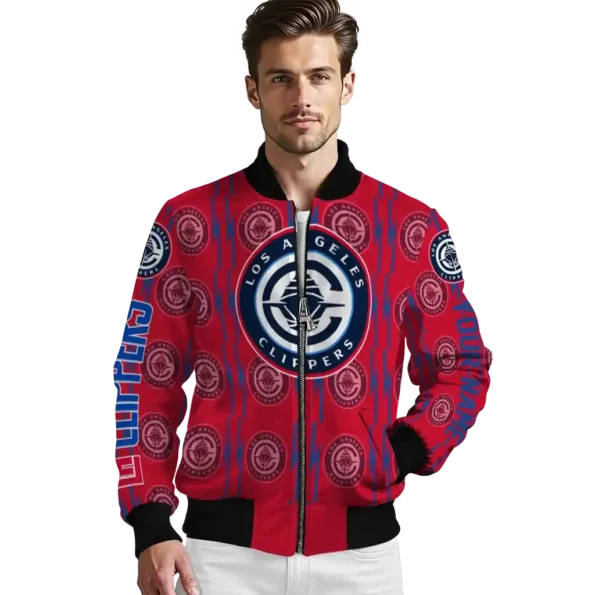 custom los angeles clippers bolt stripe red bomber jacket high quality