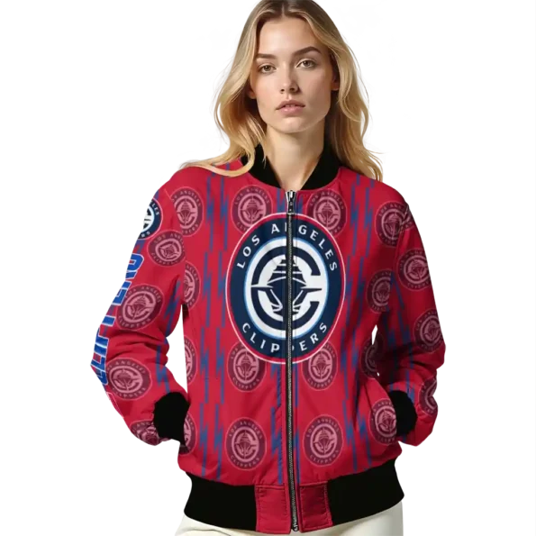 custom los angeles clippers bolt stripe red bomber jacket latest model