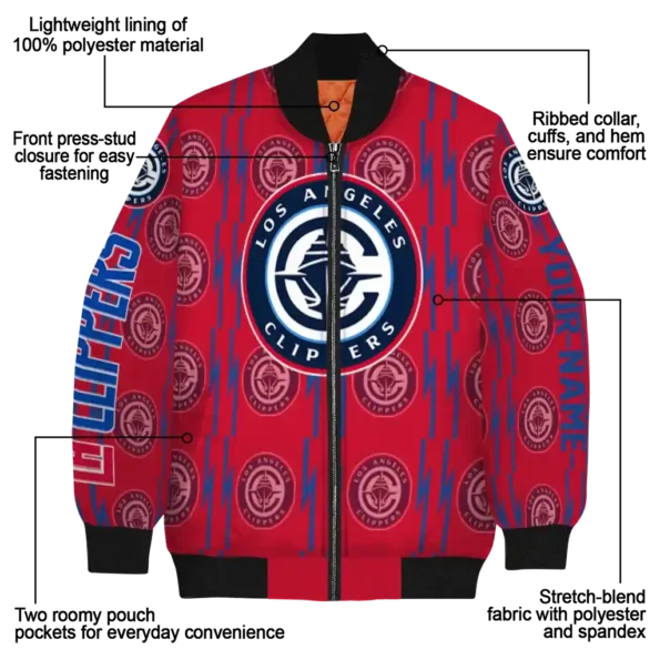 custom los angeles clippers bolt stripe red bomber jacket new arrival