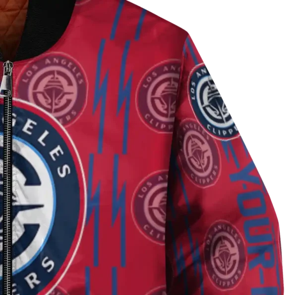 custom los angeles clippers bolt stripe red bomber jacket premium grade