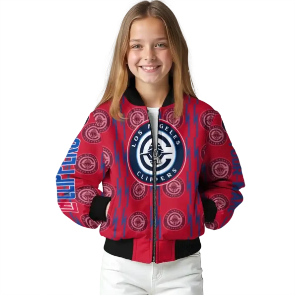 custom los angeles clippers bolt stripe red bomber jacket top rated