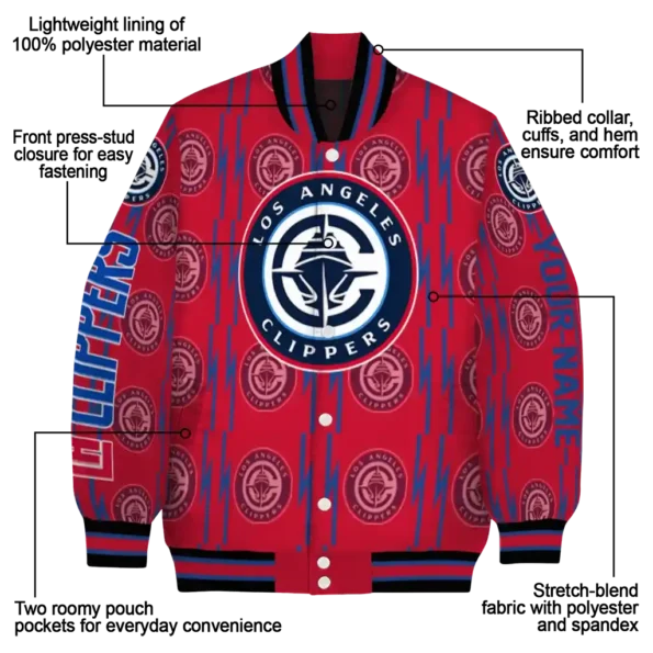 custom los angeles clippers bolt stripe red varsity jacket new arrival.webp