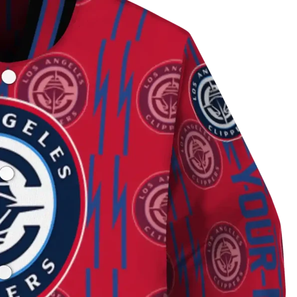 custom los angeles clippers bolt stripe red varsity jacket premium grade.webp