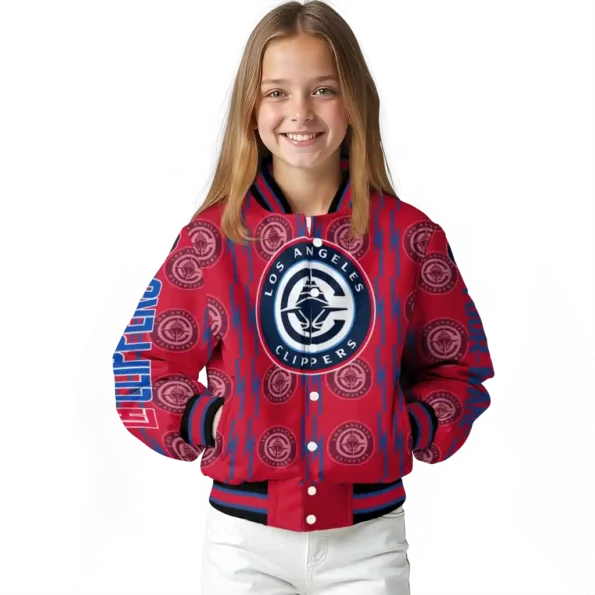 custom los angeles clippers bolt stripe red varsity jacket top rated.webp