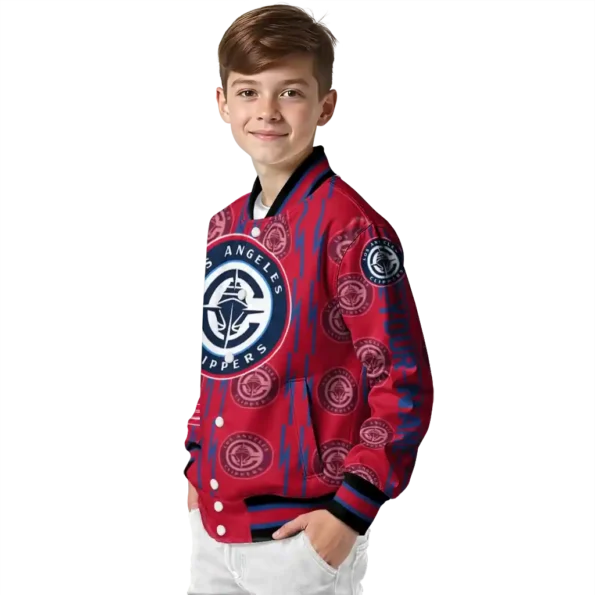 custom los angeles clippers bolt stripe red varsity jacket trendy.webp