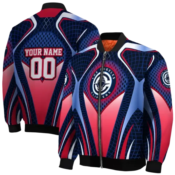 custom los angeles clippers mesh chest black bomber jacket fashion forward