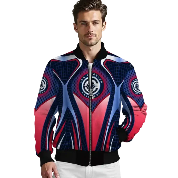 custom los angeles clippers mesh chest black bomber jacket high quality