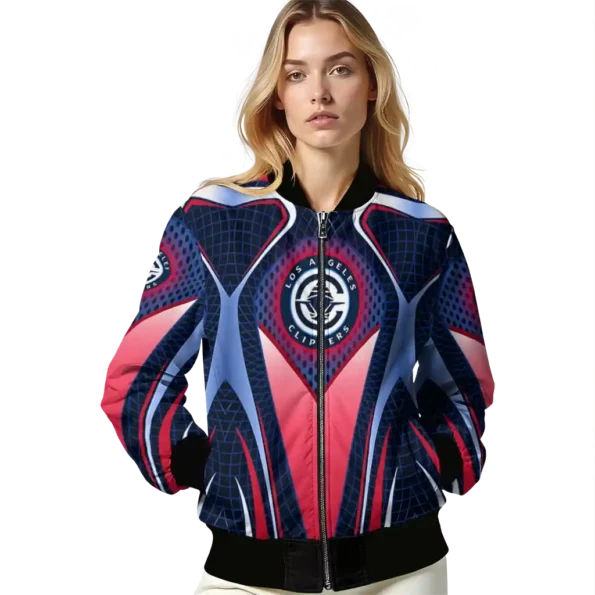 custom los angeles clippers mesh chest black bomber jacket latest model
