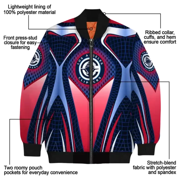 custom los angeles clippers mesh chest black bomber jacket new arrival