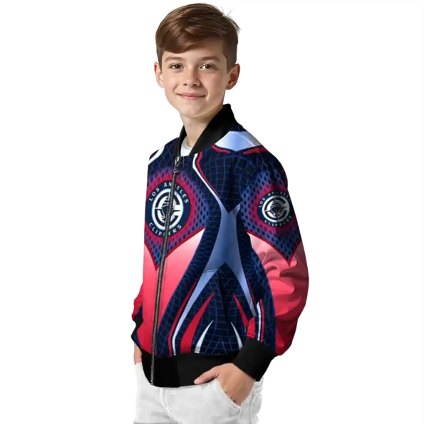 custom los angeles clippers mesh chest black bomber jacket trendy