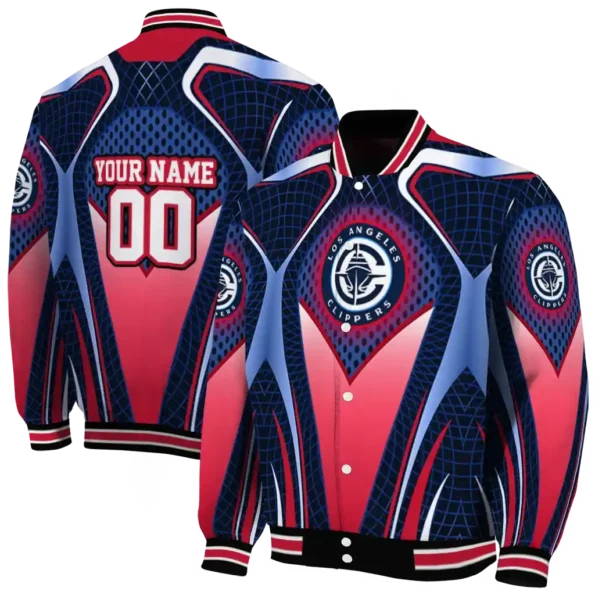 custom los angeles clippers mesh chest black varsity jacket fashion forward.webp