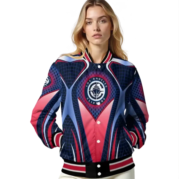 custom los angeles clippers mesh chest black varsity jacket latest model.webp
