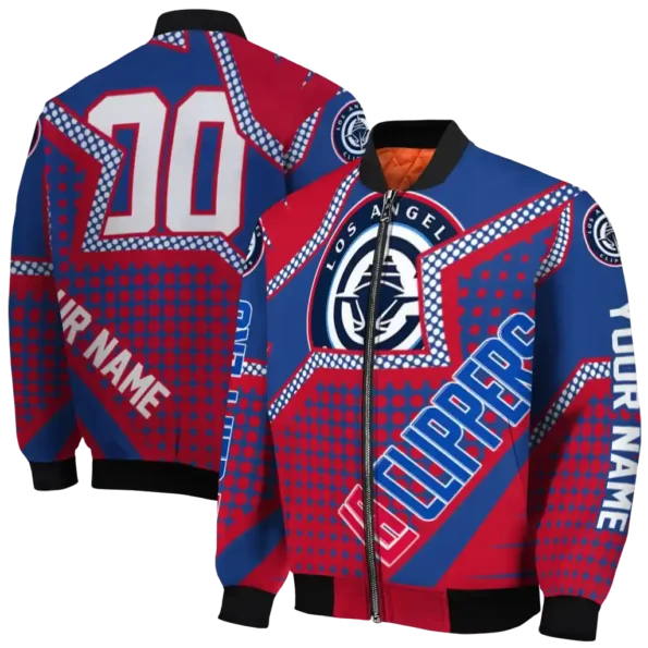 custom los angeles clippers star burst red bomber jacket fashion forward