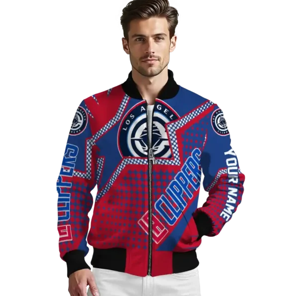 custom los angeles clippers star burst red bomber jacket high quality