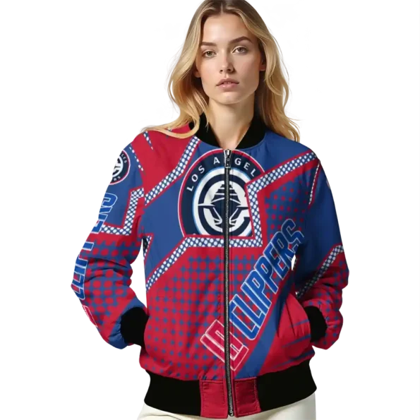 custom los angeles clippers star burst red bomber jacket latest model
