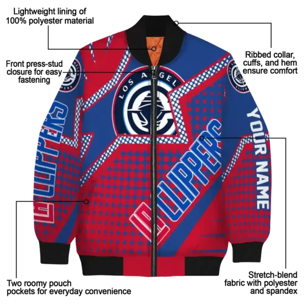 custom los angeles clippers star burst red bomber jacket new arrival