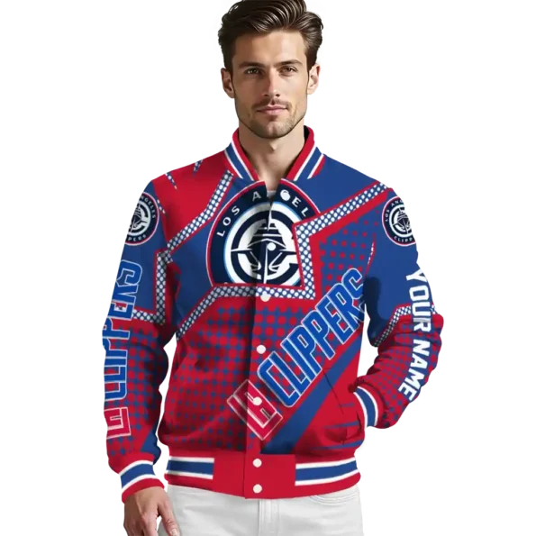 custom los angeles clippers star burst red varsity jacket high quality.webp
