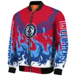 custom los angeles clippers winged blaze red white bomber jacket best selling