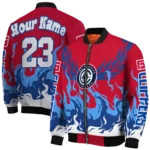 custom los angeles clippers winged blaze red white bomber jacket best selling