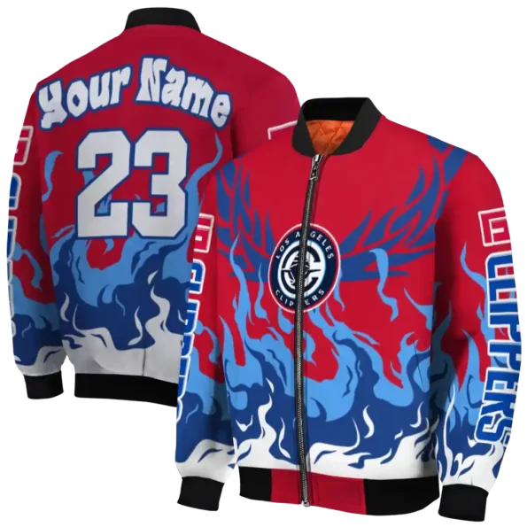 custom los angeles clippers winged blaze red white bomber jacket fashion forward