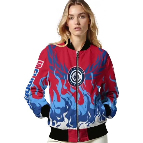 custom los angeles clippers winged blaze red white bomber jacket latest model