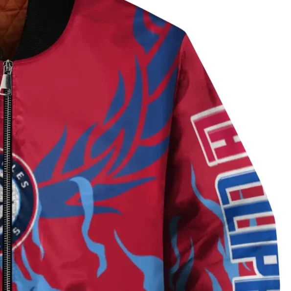 custom los angeles clippers winged blaze red white bomber jacket premium grade