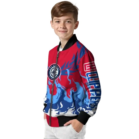 custom los angeles clippers winged blaze red white bomber jacket trendy