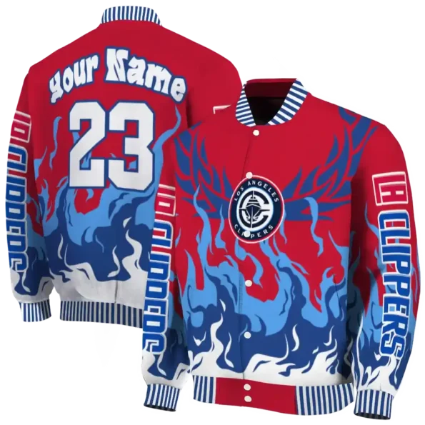 custom los angeles clippers winged blaze red white varsity jacket fashion forward.webp