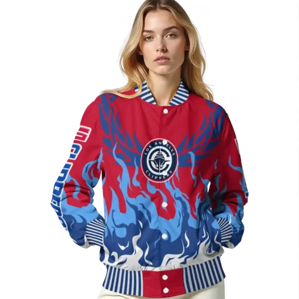 custom los angeles clippers winged blaze red white varsity jacket latest model.webp