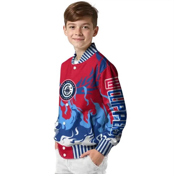 custom los angeles clippers winged blaze red white varsity jacket trendy.webp