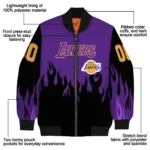 custom los angeles lakers flame border purple black bomber jacket best selling