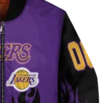 custom los angeles lakers flame border purple black bomber jacket best selling