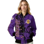 custom los angeles lakers hexagon cluster purple black bomber jacket best selling