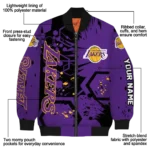 custom los angeles lakers hexagon cluster purple black bomber jacket best selling