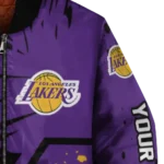 custom los angeles lakers hexagon cluster purple black bomber jacket best selling