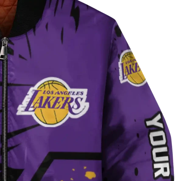 custom los angeles lakers hexagon cluster purple black bomber jacket premium grade