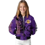 custom los angeles lakers hexagon cluster purple black bomber jacket best selling