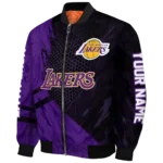 custom los angeles lakers hexagon mesh purple black bomber jacket best selling