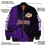 custom los angeles lakers hexagon mesh purple black bomber jacket best selling