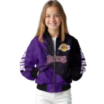 custom los angeles lakers hexagon mesh purple black bomber jacket best selling