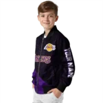 custom los angeles lakers hexagon mesh purple black bomber jacket best selling
