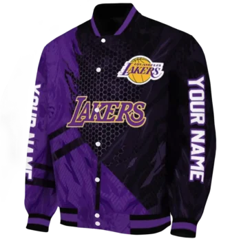 custom los angeles lakers hexagon mesh purple black varsity jacket best selling.webp