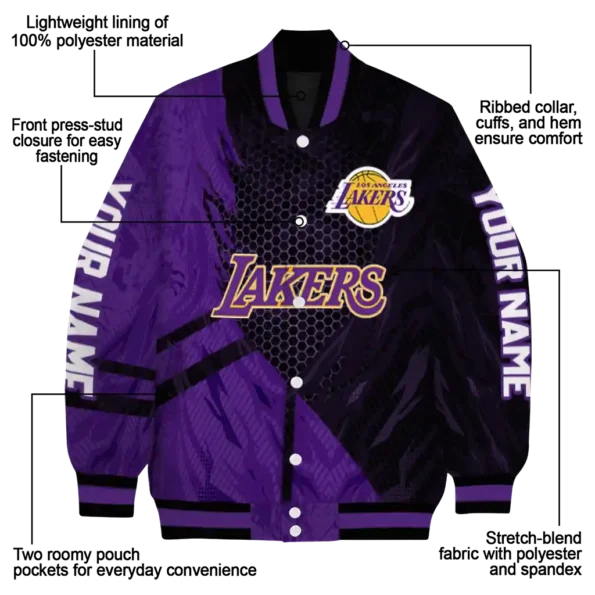custom los angeles lakers hexagon mesh purple black varsity jacket new arrival.webp